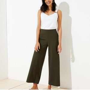 LOFT Cropped High Waist Dark Olive Green Wide Leg Pants | SZ XL
